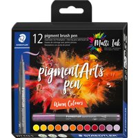 STAEDTLER Pigment brush pen, 12er-Set - Warm Colours von Staedtler