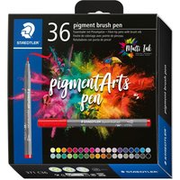 STAEDTLER Pigment brush pen - 36 Stück, Basic Colours von Multi