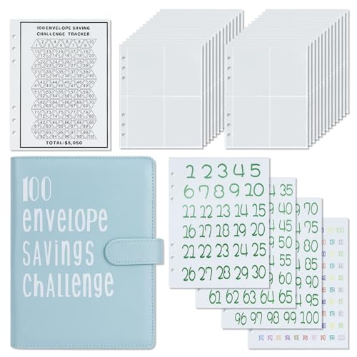 100 Umschläge Challenge Binder, A5 Geld sparen Budget Binder mit Geldumschlägen, Einsparungen Herausforderungen, Buch um $5.050 zu sparen von MultiBey