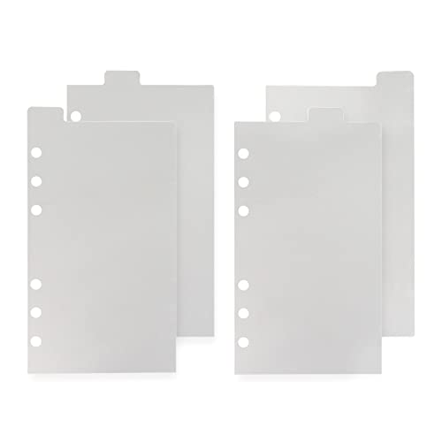 4-Tab A6 Transparent Binder Tabs Divider Index Top Vertikale Tabs 6 Ringe Transparent PVC Index Tab Divider Seitenblätter für 6 Löcher Binder Planer Tagebuch Notizbuch (Trennblatt-Set) von MultiBey