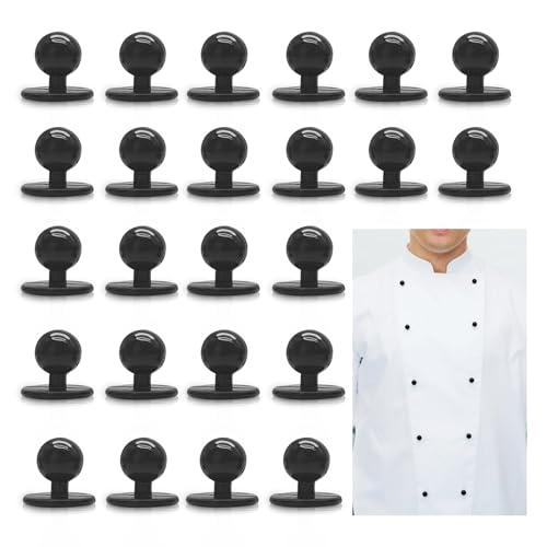 MultiValue Chefkoch Mantel Kochknöpfe, 80 PCS Mini Kochjackenknöpfe Rund Haltbar Wiederverwendbar für Koch DIY Zubehör (Schwarz) von MultiValue