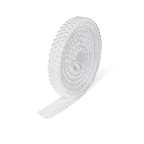 Multivalue Selbstklebende Perlenbänder, Strass Aufkleber Diamant Kristall Perle Aufkleber Rolle Flache Perle für Handwerk Telefon Spiegel Fotorahmen DIY Hochzeit Party Dekoration Glitzerband (10mm) von MultiValue