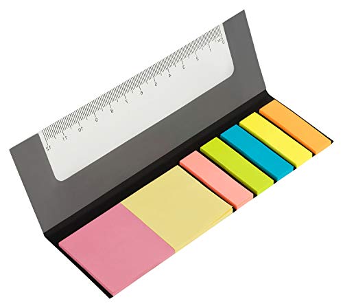 Perfekt für Schule und Uni: Haftnotizzettel mit 12 cm Lineal Haftnotizen Set Klebezettel bunt viele Formen und Größen Selbstklebende beschreibbare Pagemarker/perfekte Geschenkidee von Multifunktionstools