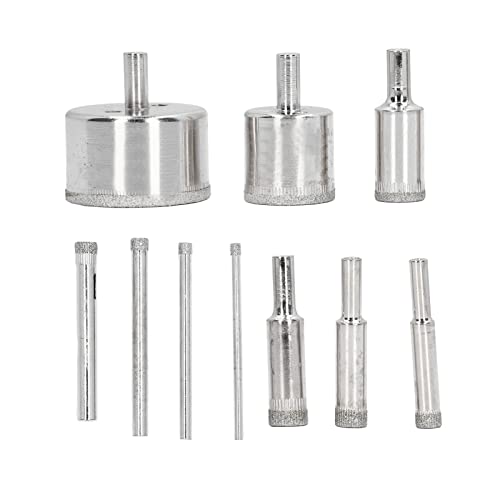 10-teiliges Bohrer-Set, 3 50-mm-Lochsägen zum Schneiden von Glas und Keramikfliesen, arbeitssparendes Design, schnelle Bohrgeschwindigkeit, robust und langlebig, große Torsion, von Multizenic