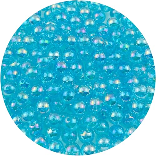 Mulutoo Acrylperlen, rund, 10 mm, Acrylperlen, runde Abstandshalter, Perlen mit Loch für Ohrringe, Armbänder, Halsketten, Schlüsselanhänger, Schmuckherstellung, 200 Stück (72 Seeblau) von Mulutoo