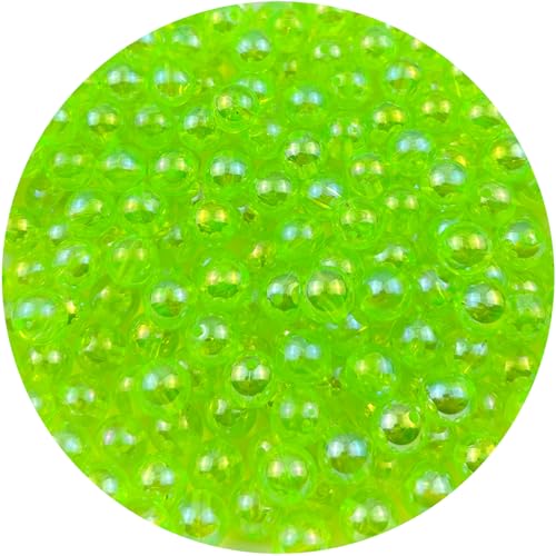 Mulutoo Acrylperlen, rund, 10 mm, Acrylperlen, runde Abstandshalter, Perlen mit Loch für Ohrringe, Armbänder, Halsketten, Schlüsselanhänger, Schmuckherstellung, 200 Stück (78 fluoreszierendes Grün) von Mulutoo