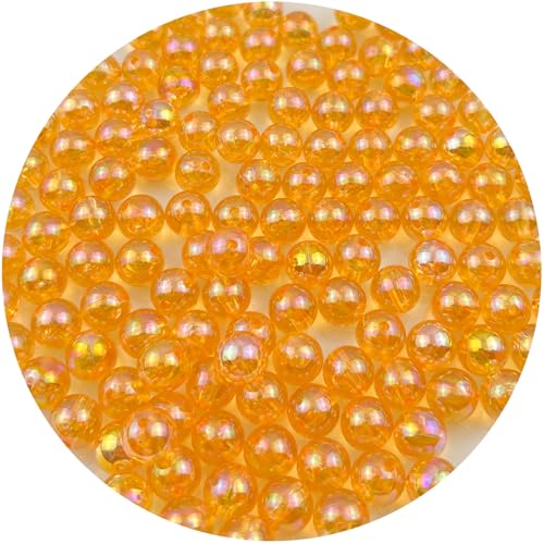 Mulutoo Acrylperlen, rund, 4 mm, Acrylperlen, runde Abstandshalter, Perlen mit Loch für Ohrringe, Armbänder, Halsketten, Schlüsselanhänger, Schmuckherstellung, 2000 Stück (83-Orange-Gelb) von Mulutoo