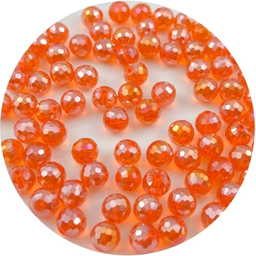 Mulutoo Facettierte Kristallglasperlen, 6 mm, 96 Stück, rund, facettiert, für Bastelarbeiten, Halsketten, Armbänder, Ohrringe (163-orange-rot AB) von Mulutoo