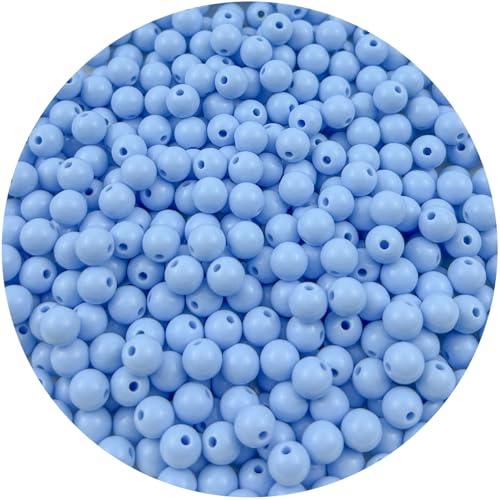 Mulutoo Runde Acrylperlen, 12 mm, 12 mm, klobige Perlen, glatte Abstandshalter, Kunststoff-Pastellperlen, Bastelperlen für Halsketten und Armbänder, Bastelbedarf (188-blau) von Mulutoo