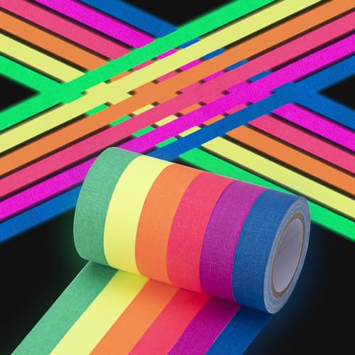 MumdoYAL 6 Colors fluoreszierendes klebeband，Neon Tape, Luminous Tape，klebeband bunt，schwarzlicht deko，neon klebeband，for neon party，Halloween Crafts (5 m x 1.5 cm) von MumdoYAL