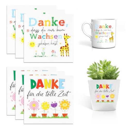 Mumjooyi 6 Pcs Aufkleber für Den Blumentopf Danke für Die Schöne Zeit Abschiedsgeschenk Erzieherin Lehrerin Danke Sticker mit Kinder Motiv Erzieherin Dankeschön Garten Abschied von Mumjooyi