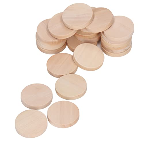 50 Stück Runde Holzmünzen, 3,1 Cm, Unlackierte Holzausschnitte Zum Bemalen, Ideal für Anhänger und Heimdekoration, Platane-Holzmaterial von Mumusuki