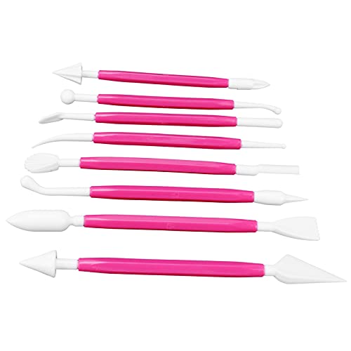 8pcs Fondantkuchen Dekoration, Fondant Dekorationstool, Gravurstift -Gravurwerkzeuge Fondant Dekorationswerkzeug Skulptions -Modellierungswerkzeug, Doppelstiftstift für (PINK) von Mumusuki