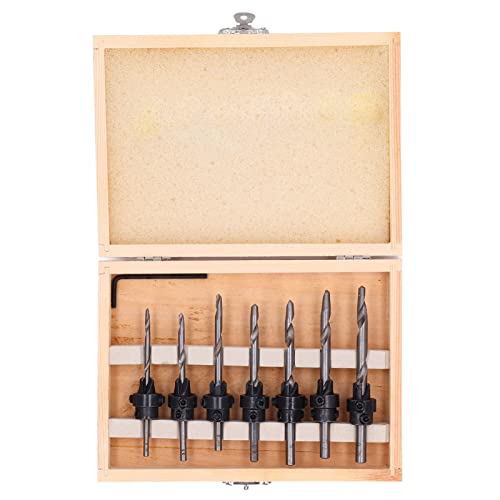 8pcs Tapered Countersink Tapered Countersink Bit Schraube, Verjüngter Bohrer -Set Bitschraube Set Hochgeschwindigkeit Stahlholz Pilotloch Geeignet für die Entfernung des von Mumusuki