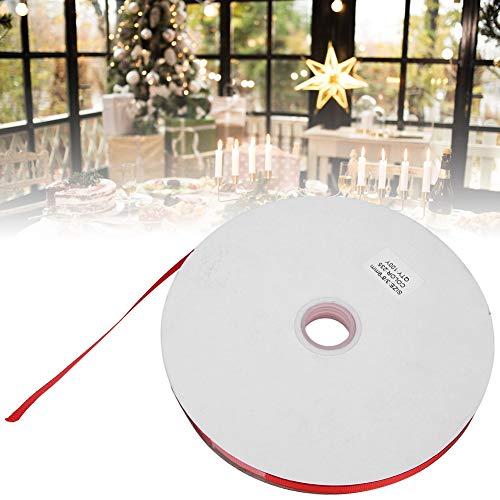 Band, Rotes Weihnachtsband, Geripptes Band, Rotes Band, Geschenkband, Weihnachtsbaumbänder, Outdoor-Weihnachtsband für Hochzeiten Im Esszimmer (Rippe 10 mm lang, 100 Yards) von Mumusuki