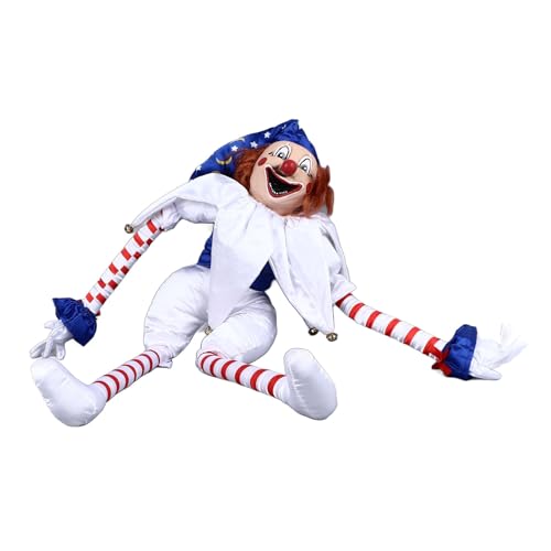 Mumusuki Halloween-Clown-Puppendekoration Zum Aufhängen, Gruseliges Clown-Ornament, Leuchtend Rote und Weiße Streifen, Schaumstoff, 99,9 cm Länge von Mumusuki