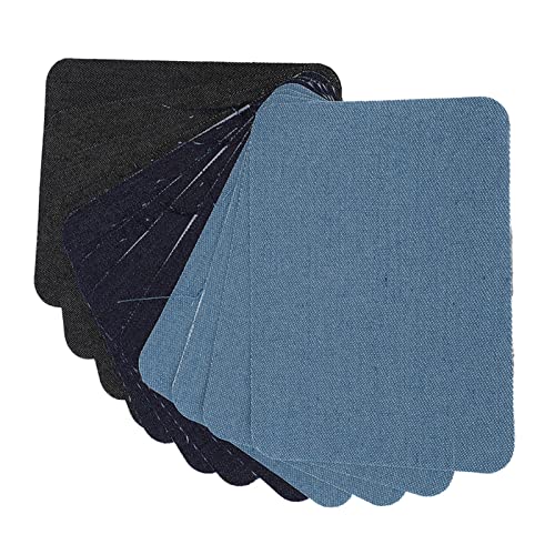 Set mit Präzisen Klebeflicken für Kleidung, für Pullover, Hemd, Ellenbogen, Knie, Reparatur und Dekoration für Bekleidungszubehör – 12 Stück in Grobem, Quadratischem Denim, von Mumusuki