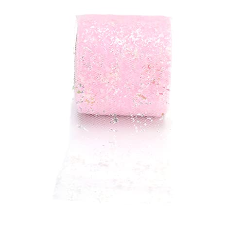 Tüllstoff, Paillettentüll, Pailletten-Tüllstoff, Tüllrollen, Tüllrolle, Tüllstoffrolle, Hell, für Kleidungsdekoration für Geschenkbox-Verpackung (Helles Rosa) von Mumusuki