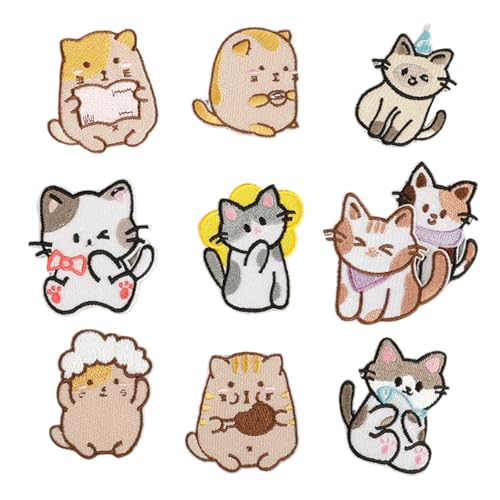 10 Stück bestickte Aufnäher mit Tiermotiven, Cartoon-Katzen, zum Aufbügeln oder Aufbügeln für Taschen 10 Stück bestickte Aufnäher mit Tiermotiven, Cartoon-Katzen, zum Aufbügeln oder Aufbügeln für Taschen von Mumuve