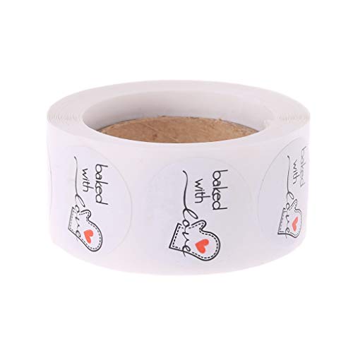 500 Stück Baked with Love, runde Kraftpapier-Aufkleber, selbstklebend, Backetiketten für Dankesaufkleber von Mumuve