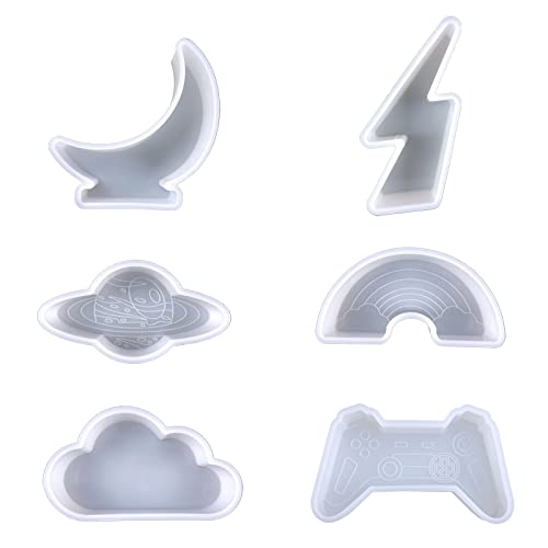 Mumuve 1 x / 6 x Nachtlicht Epoxidharz Formen Silikonform Set Regenbogen Mond Wolken Spielkonsole geformte Form Tischlampe von Mumuve