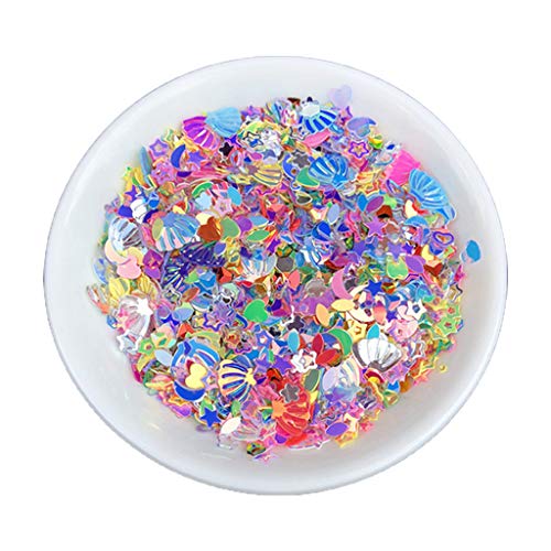 Mumuve 10 g gemischte PVC-Glitzerflocken, Pfirsiche, Herz, Stern, Monde für Muscheln, Kristall-Pailletten, Epoxidharz, Formfüller, Nägel von Mumuve