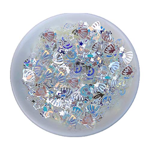 Mumuve 10 g gemischte PVC-Glitzerflocken, Pfirsiche, Herz, Stern, Monde für Muscheln, Kristall-Pailletten, Epoxidharz, Formfüller, Nägel von Mumuve