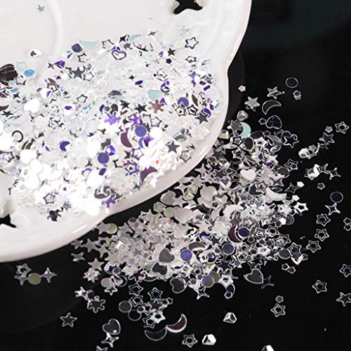 Mumuve 10 g gemischte PVC-Glitzerflocken, Pfirsiche, Herz, Stern, Monde für Muscheln, Kristall-Pailletten, Epoxidharz, Formfüller, Nägel von Mumuve