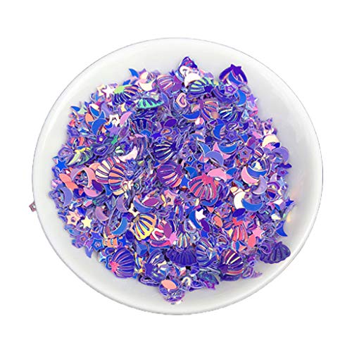 Mumuve 10 g gemischte PVC-Glitzerflocken, Pfirsiche, Herz, Stern, Monde für Muscheln, Kristall-Pailletten, Epoxidharz, Formfüller, Nägel von Mumuve