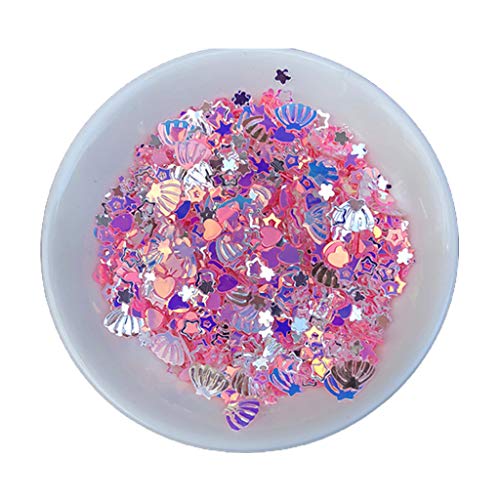 Mumuve 10 g gemischte PVC-Glitzerflocken, Pfirsiche, Herz, Stern, Monde für Muscheln, Kristall-Pailletten, Epoxidharz, Formfüller, Nägel von Mumuve