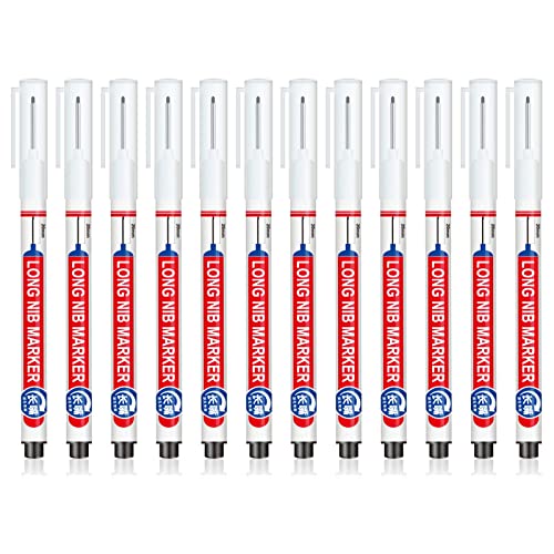 Mumuve 12 Stück 20 mm lange Spitze, Marker, Marker, lange Nase, Fliesen, Marker, Stifte, Ölbasis, Tischlermarker von Mumuve