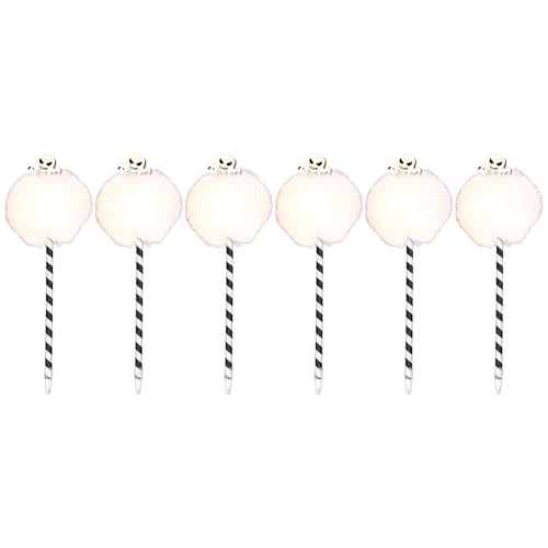 Mumuve 6 x Pompons-Kugelschreiber, 0,7 mm, dekorativer Stift für Halloween, glattes Schreiben, Schreibwarenzubehör von Mumuve