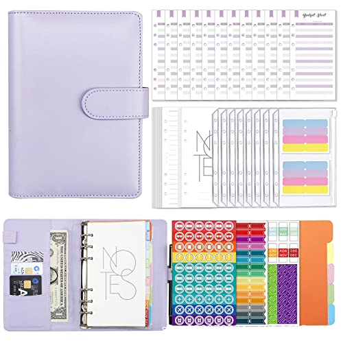 Mumuve Binder Planer Set mit Bindertaschen Budget Blätter Aufkleber Seite Trennblätter Binder Notizbuch PU von Mumuve