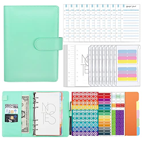 Mumuve Binder Planer Set mit Bindertaschen Budget Blätter Aufkleber Seite Trennblätter Binder Notizbuch PU von Mumuve