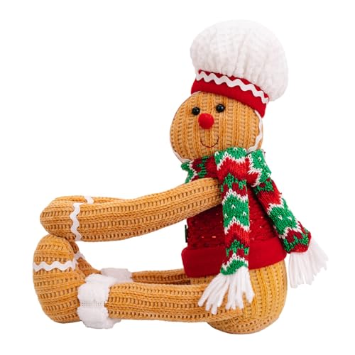 Mumuve Kreative Weihnachtsfigur Lebkuchenmann, gestrickte Figur, Spielzeug, Vorhanghalter, Raffhalter, Heimakzent für Wohnzimmer und Schlafzimmer von Mumuve