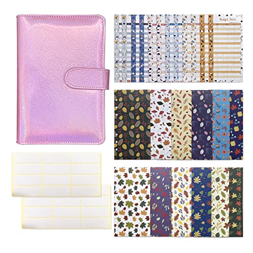 Mumuve Leder Budget Binder Set mit 12 Budget Blätter 24 Aufkleber Binder Planer Notizbuch Binder Journal für Frauen von Mumuve