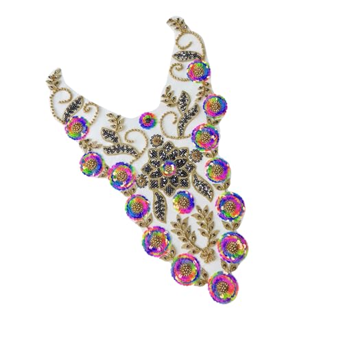 Stickerei-Applikation, Pailletten, Perlen, zum Aufnähen auf Kragen, Hochzeitskleid, Abendkleid, Dekoration Stickerei-Applikation, Pailletten, Perlen, zum Aufnähen auf Kragen, Hochzeitskleid, Abendkleid, Dekoration von Mumuve