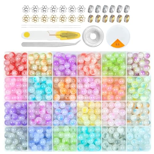 Verschiedene Glasperlen-Kits, bunte Perlen, Schmuckzubehör, kreatives Schmuckherstellungszubehör von Mumuve