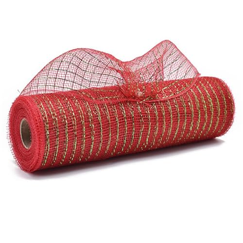 Weihnachts-Metallic-Netzband, 25,4 cm x 9,4 m, Geschenkband für Kranz, Zuhause, Party, Dekoration, Kunsthandwerk Weihnachts-Metallic-Netzband, 25,4 cm x 9,4 m, Geschenkband für Kranz, Zuhause, Party, Dekoration, Kunsthandwerk von Mumuve