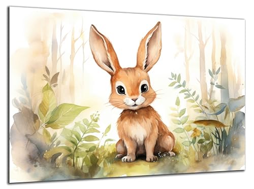 Munera Design - Bild 30x40 - süße Tiere Wasserfarben Hase - Wand-Bilder Kinder-Zimmer von Munera Design