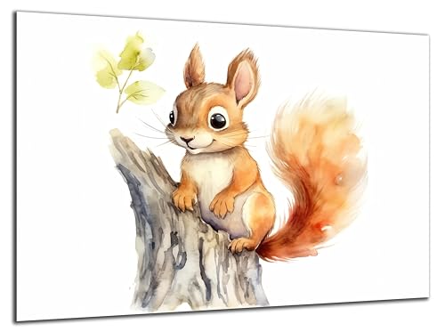 Munera Design - Bild 40x60 - süße Tiere Wasserfarben Eichhörnchen - Wand-Bilder Kinder-Zimmer von Munera Design