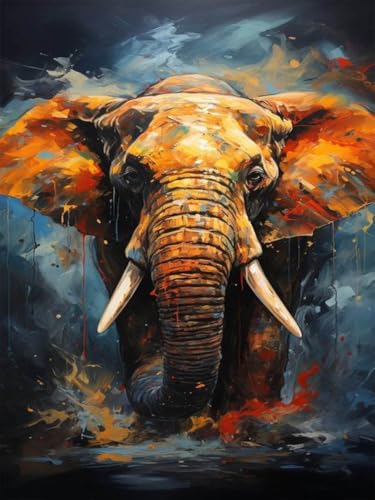 Mupmod Elefant Malen Nach Zahlen Erwachsene,DIY Kunst Acryl Malen Nach Zahlen Kits ohne Rahmen auf Leinwand für Geschenk,Home Wall Decor,30x40CM. von Mupmod