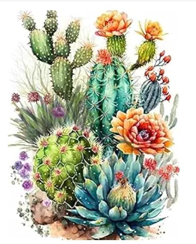 Mupmod Malen Nach Zahlen Erwachsene Cactus,Paint by Numbers Adult Anfänger,Malen-Nach-Zahlen Knitterfreie Leinwand, Pinsels Und Acrylfarbe - Diy Handgemalt öLgemäLde Kit Als Geschenk 30x40cm von Mupmod