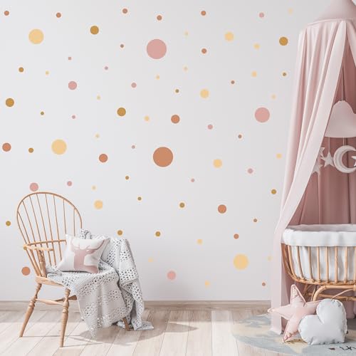 Muralo - Wandtattoo Kinderzimmer Mädchen, Klebe-Punkte Bunt 150 Stück - Wandsticker Wanddeko Babyzimmer, Wandaufkleber Deko Kreise Set, Dots- Br. 60cm x Hö. 30cm von Muralo