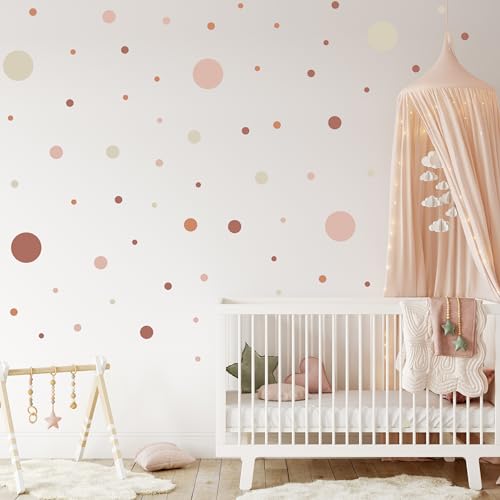 Muralo - Wandtattoo Kinderzimmer Mädchen, Klebe-Punkte Bunt 150 Stück - Wandsticker Wanddeko Babyzimmer, Wandaufkleber Deko Kreise Set, Dots- Br. 60cm x Hö. 30cm von Muralo