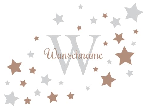 Muralo - Wandtatto für Kinderzimmer Deko Babyzimmer-Deko - Wandsticker, Wandaufkleber Deko für Mädchen, Jugend, Namensschild - Buchstabe mit Name und Sternchen - Br.90-Hö.60cm, SW90-60-1X30-20 von Muralo