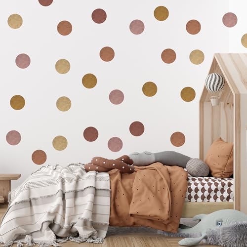 Muralo - Wandtattoo Kinderzimmer Mädchen, Klebe-Punkte Bunt 150 Stück - Wandsticker Wanddeko Babyzimmer, Wandaufkleber Deko Kreise Set, Dots- Br.95cm x Hö.60cm von Muralo