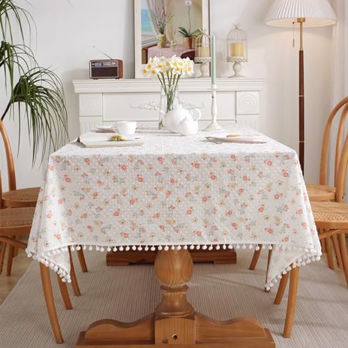 Musihy Tischdekoration Hochzeit, 90 x 90 cm Baumwolle Blume Tischtuch für Küche, Tischdekoration, Picknick, Rosa, Stil 1 von Musihy