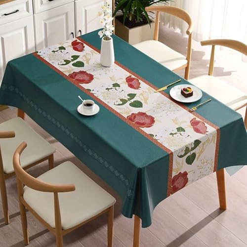 Tischdecke Elegant Schick, Rechteckige Tischdecken Tischdecke mit Blumen-Patchwork-Muster für Party-Picknick-Dinner-Dekor, Dunkelgrün, 120x170cm von Musihy