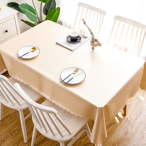 Tischdecke Elegant Schick, Rechteckige Tischdecken Tischdecke mit Blumenmuster für Küche und Esszimmer, gewellter Saum, Champagner, 140x220cm Tischdecke Elegant Schick, Rechteckige Tischdecken Tischdecke mit Blumenmuster für Küche und Esszimmer, gewellter Saum, Champagner, 140x220cm von Musihy